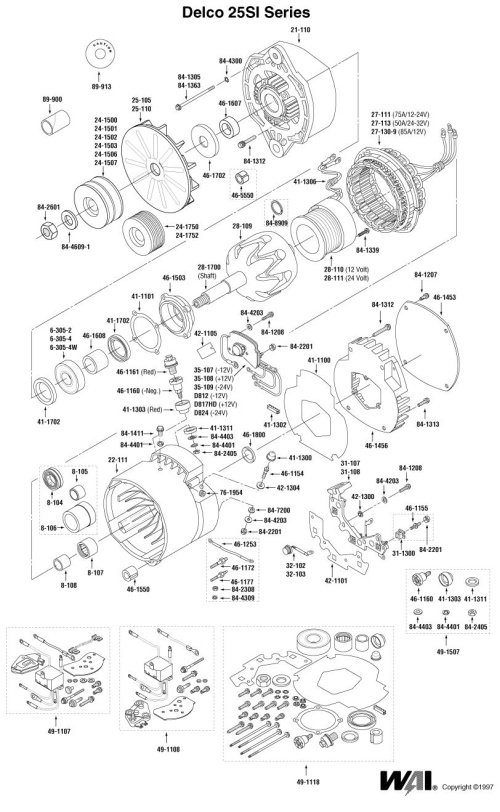 Delco Remy 25Si Alternator Exploded View Part Breakdown cucv wiring schematic 