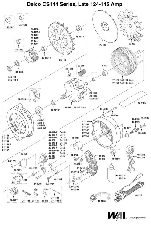 late style cs144 series alternator exploded view